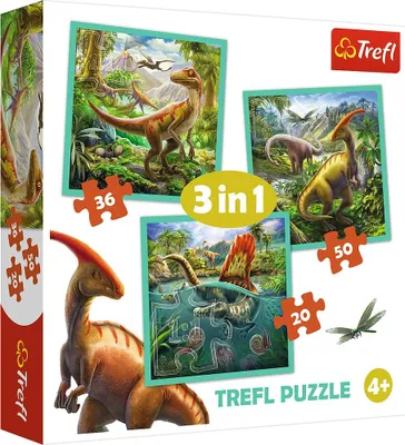 Image de Puzzle 3 en 1 Dinosaures pour enfants, éducatif et amusant