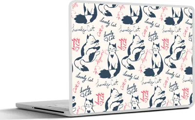 Produktbild von MuchoWow® Laptop Aufkleber Sticker Cover Muster - Katze - Zitat - Rosa - Mädchen - Kinder - Kinder 36.5x27.5 cm - Laptop-Sticker