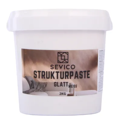 Produktbild von SEVICO Strukturpaste Glatt 2 kg | Weiße Spachtelmasse für Acrylmalerei | Modellierpaste für Kunstprojekte, Acrylfarbe, DIY, 3D-Effekte, Texturen | Einfach mit Palettenmesser aufzutragen | A007-002