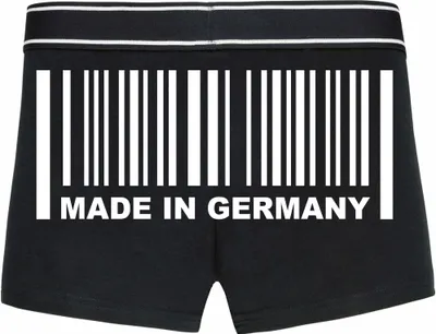 Produktbild von Boxershorts - Mann - Boxer-0044-man-black-h-M - schwarz - M - hinten -  Germany Barcode - lustiges Motiv - Spruch - Unterwäsche - Unterhose - Freizeit - lustig