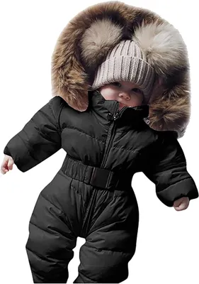 Obrázok produktu pre 90 cm - Zimný overal pre bábätká s kapucňou, kombinéza, lyžiarska bunda s výplňou, overal pre chlapcov a dievčatá, teplý jumpsuit, oblečenie, darček, oblečenie pre deti vo veku 0-24 mesiacov