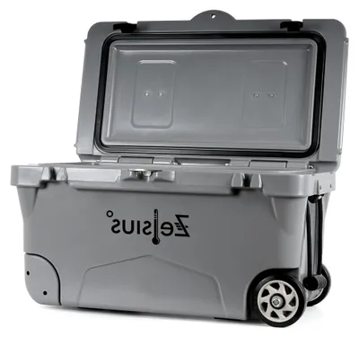 Produktbild von Kühlbox 50 Liter mit Rädern | Transportable Kühlbox für Auto, Camping, Angeln und Freizeit | Thermobox für warme und kalte Speisen
