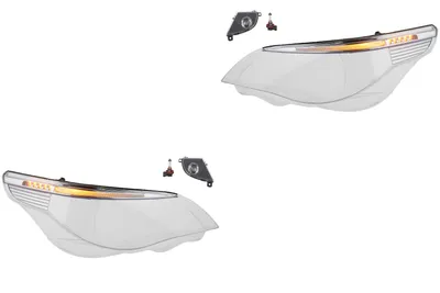 Obrázok produktu pre Sada skiel do svetlometov, kompatibilná s modelmi BMW 5 (E60, E61) vyrábaných od 07/2003 do 03/2007, pre verzie s xenónovými svetlometmi, hmlovkami a osvetlením. Čísla dielov: 63177177711, 7177711, 63177177712, 7177712. Johns