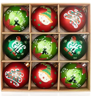 Produktbild von 9 Stück Weihnachtskugeln Christbaumschmuck mit Motiv Anfangsbuchstabe Weihnachtsdeko Set Stil E