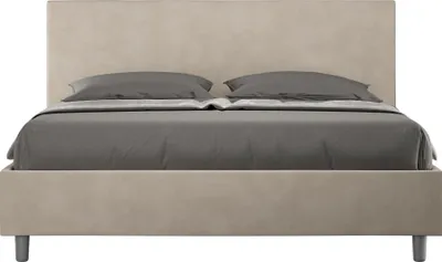 Produktbild von ITYHOME - Gepolstertes Bett mit Bettkasten 160x190 mit Mikrofaserbezug Sandfarbe Adele