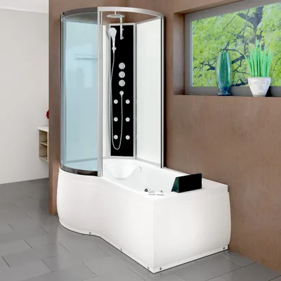 Produktbild von Kombination Whirlpool Dusche K50-R02-WP-EC Duschkabine Wanne 100x170