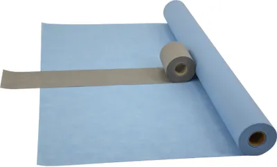 Produktbild von Sensalux Kombi-Set 1 Tischdeckenrolle 1,5m x 25m hellblau + Tischläufer 15cm grau