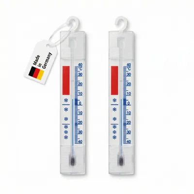 Produktbild von 2 Stück Kühlschrankthermometer Set mit Haken zum aufhängen Temperaturanzeige + - 40°C Analog Thermometer für Gefrierschrank Kühltheken Kühlschrank