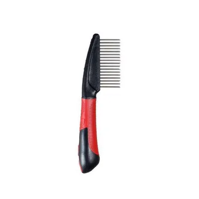 Produktbild von Karlie Pflegekamm mit Griff für Hunde Kräftig - Gummi - Rot/Schwarz - 21x5,5 cm