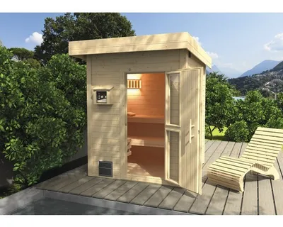 Obrázek produktu pro Venkovní sauna Weka Naantali vč. 9kWkamen a vnějšího ovládání s dřevěnými dveřmi s tepelně izolačním sklem