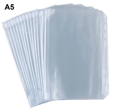 Produktbild von A5 Bindertaschen 15 Stück, Transparente PVC Reißverschluss Hüllen, 6-Loch Wasserdicht Für Ausweise Und Geld