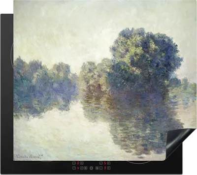 Produktbild von KitchenYeah© Herdabdeckplatte Die Seine bei Giverny - Gemälde von Claude Monet , 58x51cm, Küche Deko, Glaskeramikkochfeld Herdabdeckung, Abdeckplatte fùr Kochfeld