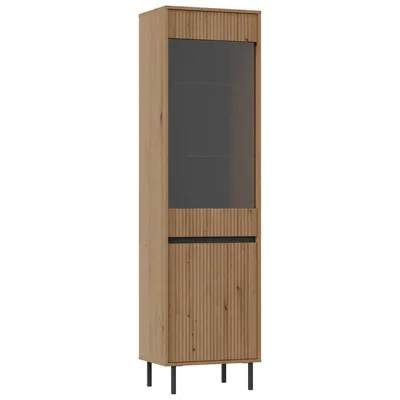 Image de AX LIVING Vitrine Bodrum Armoire haute 2 portes verre 56 cm chene Evoke