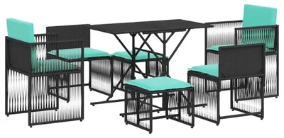 Imagen del producto de Conjunto de comedor de jardín de 7 piezas con cojines, poliratán