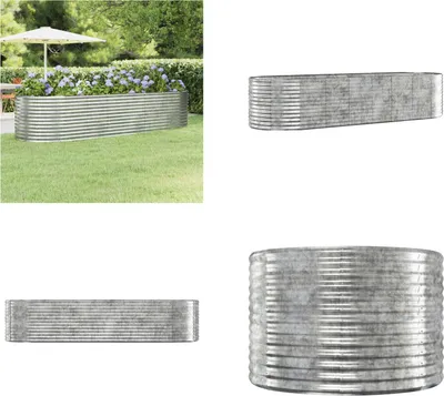Produktbild von vidaXL Hochbeet Pulverbeschichteter Stahl 322x100x68 cm Silbern - Hochbeet - Hochbeete - Garten Hochbeet - Pflanzkübel