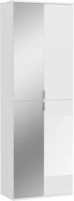 Image de Armoire 4 portes BODITE – 2 portes avec miroirs – Blanc laqué