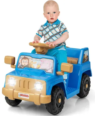 Produktbild von GOPLUS Elektroauto, Kinderauto elektrisch mit Lenkrad, Sound, EIN-Knopf-Start, Stauraum & LED-Licht, Kinderfahrzeug für Kinder ab 18 Monaten (Blau)