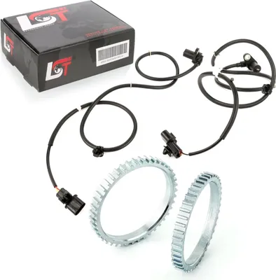 Produktbild von 2x ABS-Sensor und ABS-Ring Set Vorderachse 43 Zähne für MITSUBISHI LANCER VII
