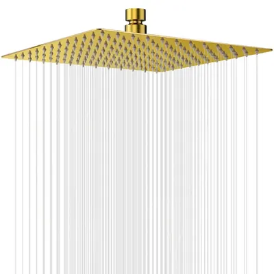 Produktbild von Regendusche Duschkopf 30cm Quadratisch Gold Edelstahl Anti-Kalk-Düsen Hochdruck