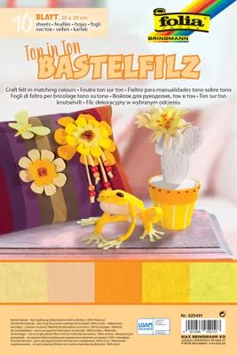 Image de folia Feutre de bricolage TON-IN-TON MIX 200 x 300 mm jaune 150 g/qm 10 feuilles