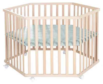 Produktbild von Roba 0232NAG240 Laufgitter 6-eckig Lil Planet grün  Buche natur  Buche natur 1185x1035x725 mm