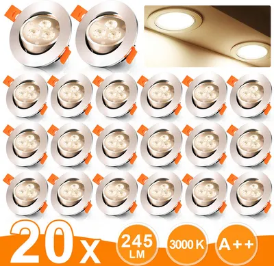 Produktbild von Yakimz 20er LED Einbaustrahler Deckeneinbauleuchte Set Einbauleuchte Deckenleuchte Einbauspot Deckenspot 245LM Strahler Warmweiß 3W