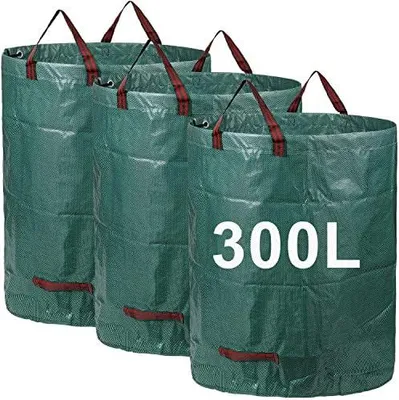 Produktbild von 3er Set Gartensack, 300L Gartenabfallsack aus robustem Wasserdichtes Polypropylen-Gewebe PP - selbststehend und faltbar - Abfallsäcke für Gartenabfälle Laub Rasen Pflanz Grünschnitt
