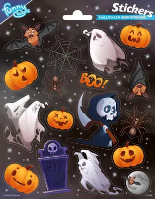 Produktbild von 1 Bogen Halloween Papier Sticker Glow in the Dark 15x20cm
