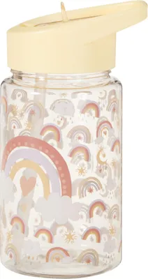 Image de Gourde pour enfant avec paille, motif arc-en-ciel, 400 ml – jaune, H&L