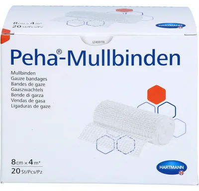 Produktbild von HARTMANN Peha-Mullbinden 8 cm x 4 m, 20 St. Binde