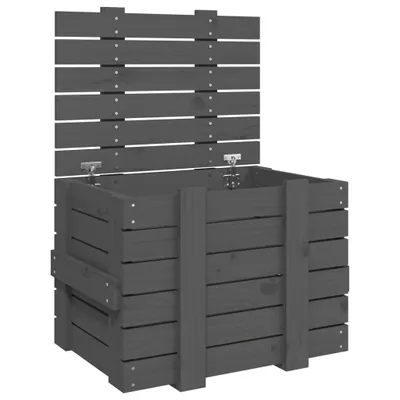 Image de Boîte de rangement Gris 58x40,5x42 cm Bois massif de pin