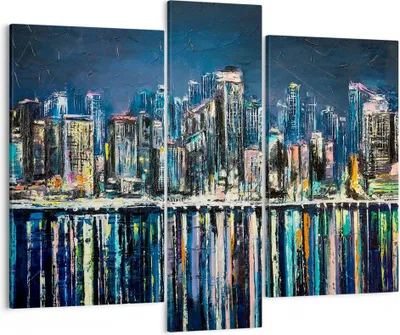 Produktbild von Bild auf Leinwand - Leinwandbild - Stadt Aussicht Wasser - 95x80cm - Wand Bild - Wanddeko - Leinwanddruck - Bilder - Kunstdruck - Wanddekoration - Leinwand bilder - Wandkunst - CB95x80-3461