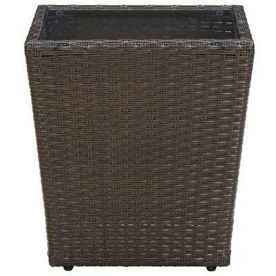 Produktbild von vidaXL Bočný stolík hnedý 41,5x41,5x44 cm Polyratan a tvrdené sklo