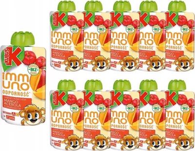 Zdjęcie produktu dla Kubuś Immuno Odporność Mus Jabłko Mango Marchew 100 G X 10 Sztuk