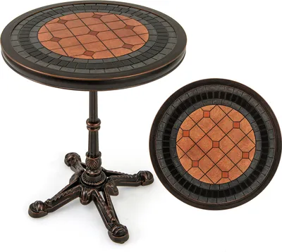 Immagine prodotto di Tavolo da giardino COSTWAY in fusione di alluminio, tavolo da balcone resistente alle intemperie, tavolo da patio, tavolo rotondo da bistrot 60,5 x 60,5 x 73 cm