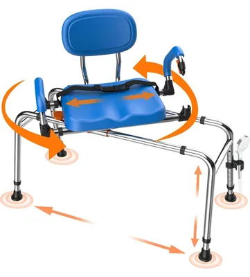 Immagine prodotto di Sedile per vasca da bagno girevole - Regolabile - Antiscivolo - Fino a 204 kg - Struttura in alluminio 1,4 mm