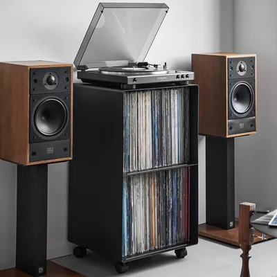 Produktbild von Yamazaki Schallplattenregal mit Rollen 40x73x38 cm "Tower" schwarz