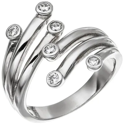 Produktbild von Ring Damenring aus 925 Silber mit 6 Zirkonia weiß Silberring Damen Innenumfang 52mm  Ø16.6mm
