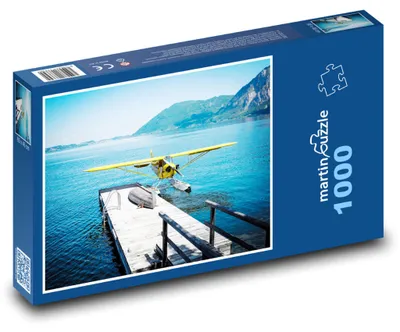 Zdjęcie produktu dla Puzzle 1000 Hydroplan nad jeziorem w górach - martinpuzzle