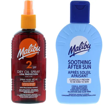Produktbild von Malibu SPF2 Bronzöl 200 ml + Bräunungsbalsam 200 ml