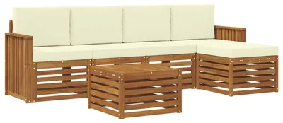 Image de vidaXL Ensemble de canapés d'extérieur avec coussins 6 pièces Nature et Crème