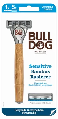 Produktbild von BULLDOG - Nassrasur für Männer | Sensitive Rasierer mit Bambusgriff | Rasierer +