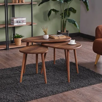 Produktbild von Skye Decor, Alvin - Walnut, Couchtisch-Set, Nussbaum, 100 % MDF, 80 x 52 x 50 cm