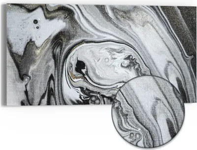 Produktbild von DEQORI Hybrid Leinwand Bild 60x30 cm 'Aufwendiger Marmordekor' Wandbild Glas flach modern