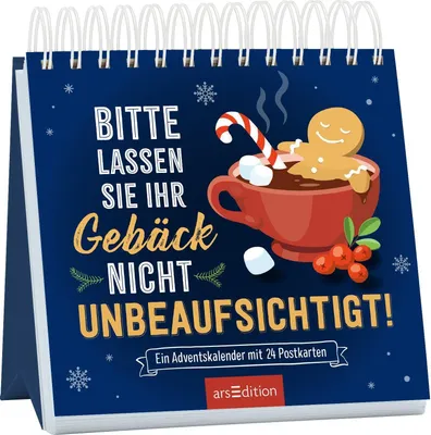 Produktbild von Postkarten-Adventskalender. Bitte lassen Sie Ihr Gebäck nicht unbeaufsichtigt!