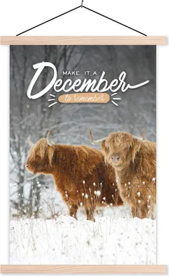 Produktbild von MuchoWow® Textilposter Sprichwörter - 'Mach einen unvergesslichen Dezember' - Zitate 40x60 cm mit holzfarbenen Rahmen - Poster