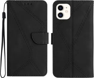 Produktbild von Für iPhone 11 Stitching Embossed Leather Phone Case (Black)