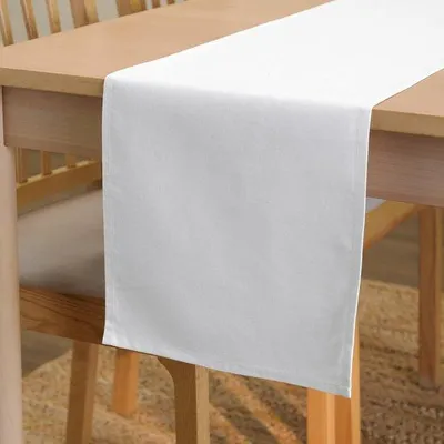 Produktbild von Weißes Baumwoll-Tischtuch 32x183 cm waschbar