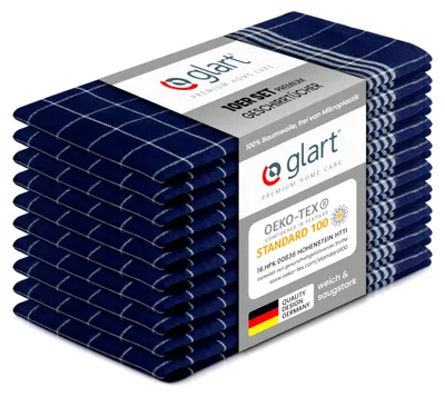 Produktbild von Glart 48BI2 Küchentücher 10er Set 50x70 cm, 100% Baumwolle, blau, waschbar