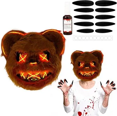 Productafbeelding van Halloween eng masker - griezelig beerenmasker - horror diermasker - perfect voor Halloween